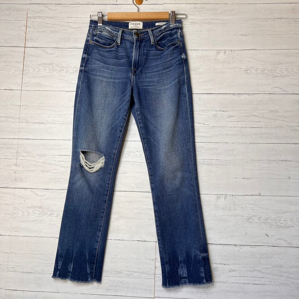 Frame Jeans Womens Size 27 Le High Straight Distressed Merriweather Denim